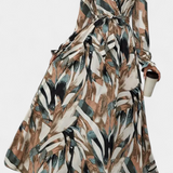 Vestido Largo de Manga Larga con Escote en V