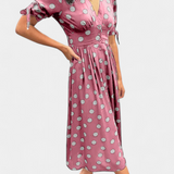 Vestido Midi de Lunares con Escote en V Profundo