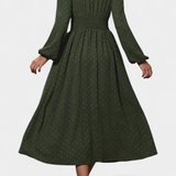 Vestido Midi de Oficina con Lunares Suizos