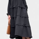 Vestido Sudadera con Volantes y Silueta Casual-Chic
