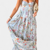 Vestido Floral con Espalda Abierta y Tirantes Finos