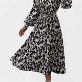 Vestido A-Line de Leopardo con Cintura Ajustable