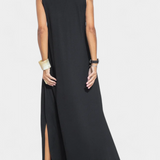 Vestido Maxi sin Mangas en Color Liso y Silueta Elegante