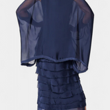 Vestido Midi con Volantes y Bordes Deshilachados