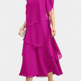 Vestido Asimétrico de Chifón con Silueta Flotante