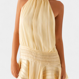 Vestido Mini con Espalda Abierta y Cintura Plisada