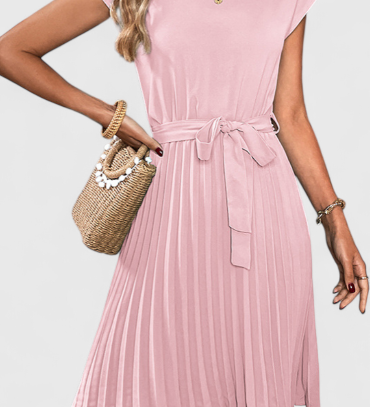 Vestido Midi Elegante de Tejido Ligero y Corte Fluido