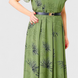 Vestido Midi de Chifón Verde con Corte en A
