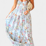 Vestido Floral con Espalda Abierta y Tirantes Finos