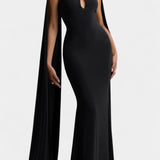 Vestido Maxi con Escote Halter y Corte en Forma de Llave