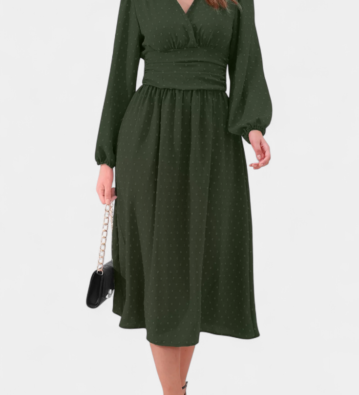 Vestido Midi de Oficina con Lunares Suizos