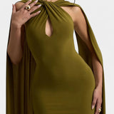 Vestido Maxi con Escote Halter y Corte en Forma de Llave
