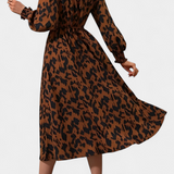 Vestido A-Line de Leopardo con Cintura Ajustable