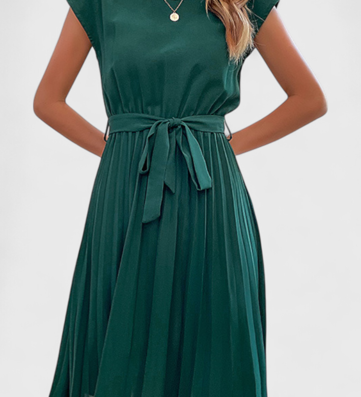 Vestido Midi Elegante de Tejido Ligero y Corte Fluido