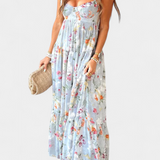 Vestido Floral con Espalda Abierta y Tirantes Finos
