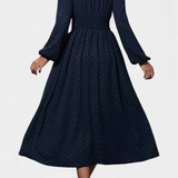 Vestido Midi de Oficina con Lunares Suizos
