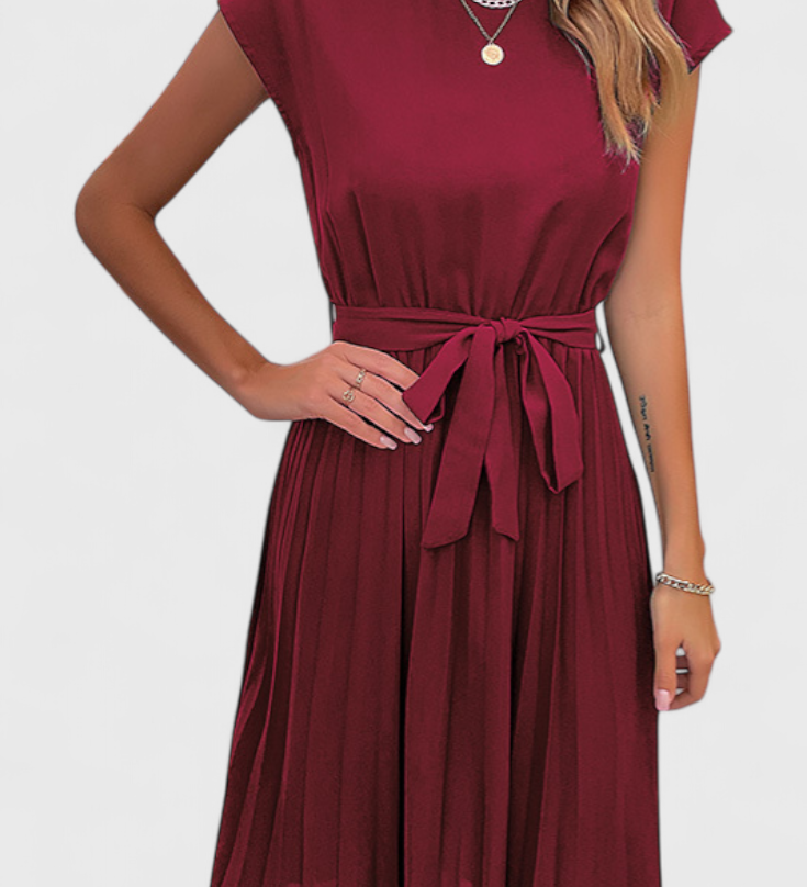 Vestido Midi Elegante de Tejido Ligero y Corte Fluido