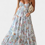Vestido Floral con Espalda Abierta y Tirantes Finos