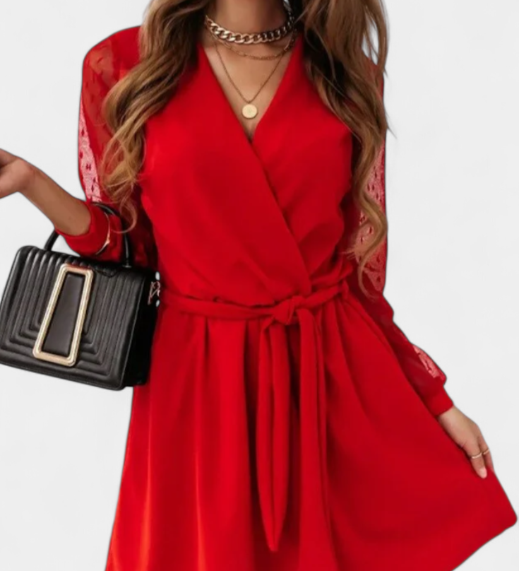 Vestido Mini Elegante con Escote Sofisticado y Silueta Favorecedora