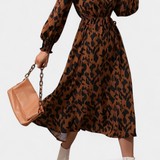 Vestido A-Line de Leopardo con Cintura Ajustable