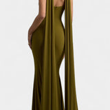 Vestido Maxi con Escote Halter y Corte en Forma de Llave