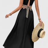 Vestido Midi Halter con Cortes