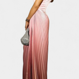 Vestido Maxi Asimétrico sin Mangas con Cuello Mock