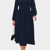 Vestido Midi de Oficina con Lunares Suizos