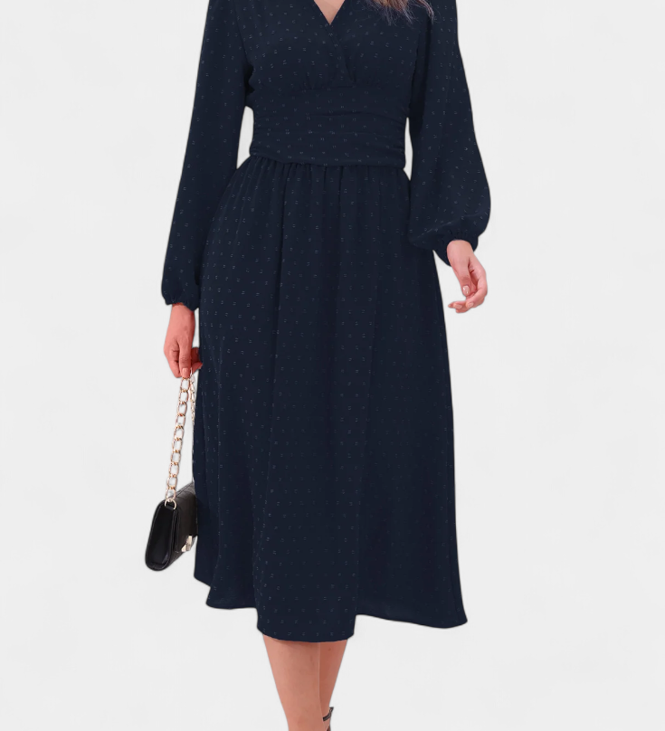 Vestido Midi de Oficina con Lunares Suizos