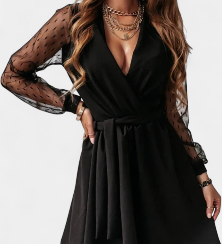 Vestido Mini Elegante con Escote Sofisticado y Silueta Favorecedora
