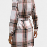 Vestido Camisero Mini de Cuadros con Cinturón