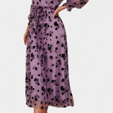 Vestido Maxi de Encaje Floral con Mangas de Linterna