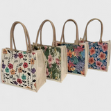 Bolsa de Yute con Estampado Floral