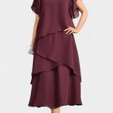 Vestido Asimétrico de Chifón con Silueta Flotante