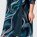 Vestido de Gasa con Estampado Ocean Whirl y Corte Fluido