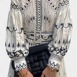 Vestido Maxi con Botones Bordados de Estilo Folk