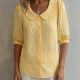 Clotilde™ | Blusa con cuello Peter Pan y bordado floral