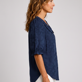 Clotilde™ | Blusa con cuello Peter Pan y bordado floral