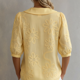 Clotilde™ | Blusa con cuello Peter Pan y bordado floral