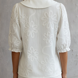 Clotilde™ | Blusa con cuello Peter Pan y bordado floral