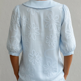Clotilde™ | Blusa con cuello Peter Pan y bordado floral