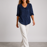 Clotilde™ | Blusa con cuello Peter Pan y bordado floral