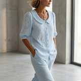 Clotilde™ | Blusa con cuello Peter Pan y bordado floral