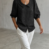 Clotilde™ | Blusa con cuello Peter Pan y bordado floral