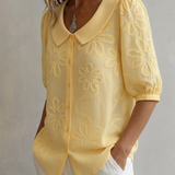 Clotilde™ | Blusa con cuello Peter Pan y bordado floral
