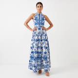 Vestido A-Line Estampado Floral con Cuello Solapa