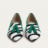 Reina | Mocasines verdes con estampado de cebra