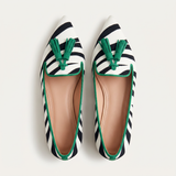 Reina | Mocasines verdes con estampado de cebra