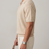 Polo oversize de punto con cremallera – Beige