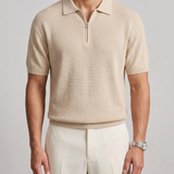 Polo oversize de punto con cremallera – Beige